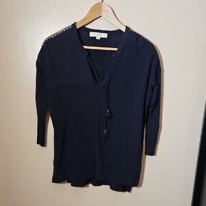 LOFT Blue 3/4 Sleeve Relaxed Blouse